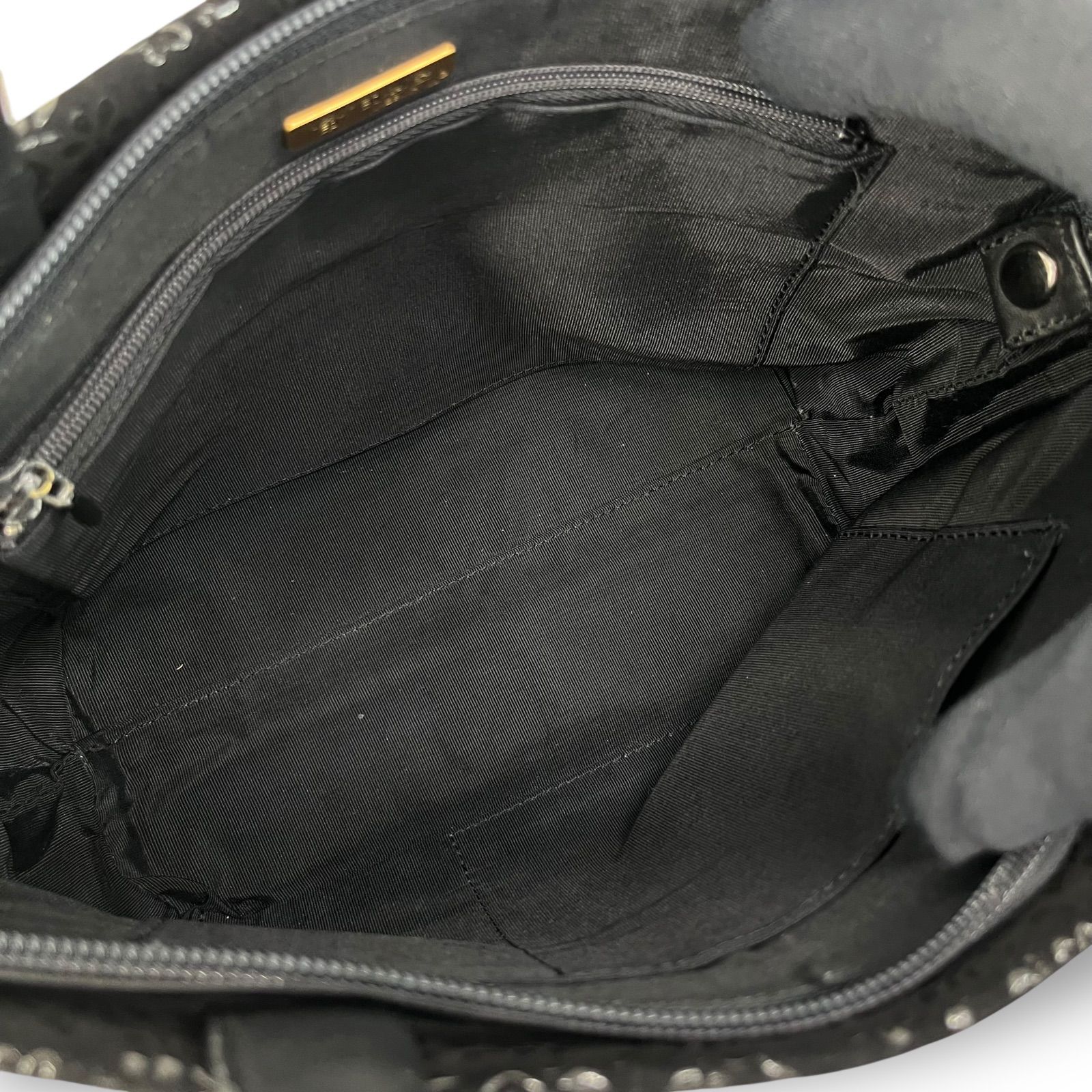 美品】印傳屋 インデンヤ 甲州印伝 ハンドバッグ エンボス 花柄 黒