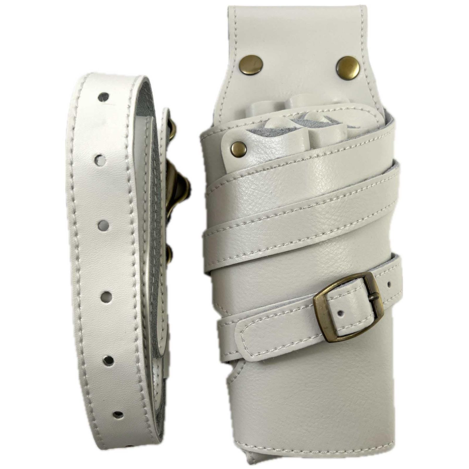 シザーケース ホワイト ホワイト 【GLASS FROG】シザーケース 5丁挿し 本体・ベルト本革 美容