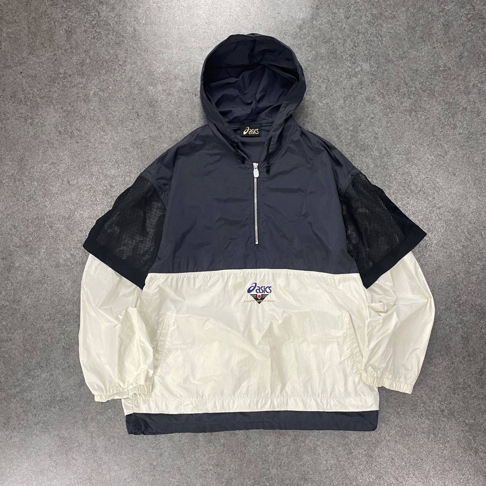 激レア　90s 日本代表　アシックス　ハーフジップナイロンジャケット　新品 日本製 90s Vintage asics Windbreaker Half-Zip Nylon Anorak Parka