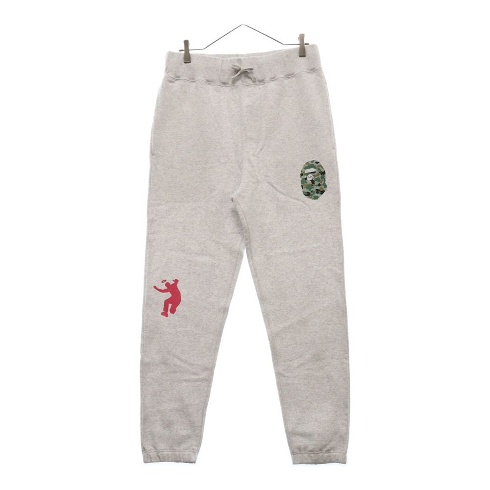 A BATHING APE (アベイシングエイプ) ロゴプリント スウェットパンツ グレー 001PTH731907C