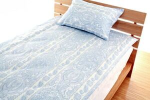 種類4:約165×215cm/ブルー 敷き布団カバー 敷布団カバー 全6サイズ ヴェルサイユ 高密度 防ダニ 日本製 アレルギー対策 ペイズリー ピンク ブルー  シングル セミダブル ダブル クイーン ベビー