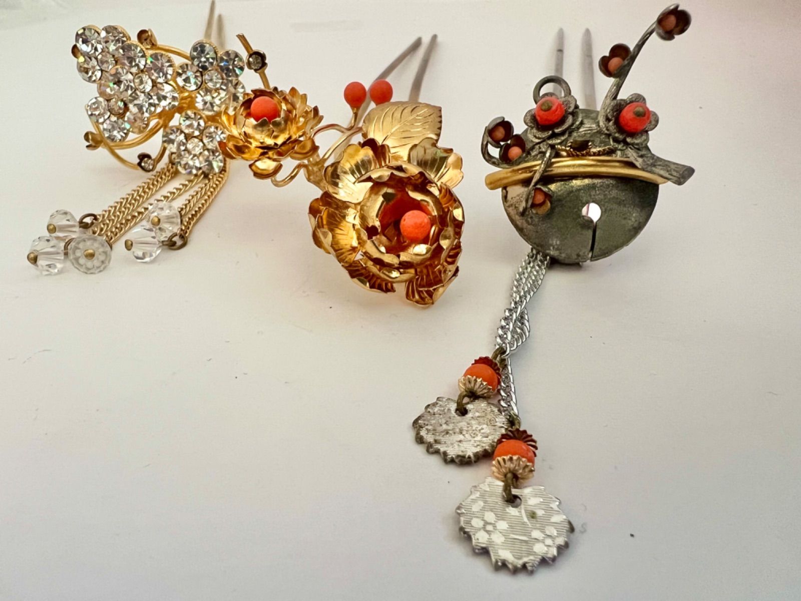 金属 前簪 3本セット】27洋髪 新日本髪 舞台 舞踊 櫛 簪 ビラ簪