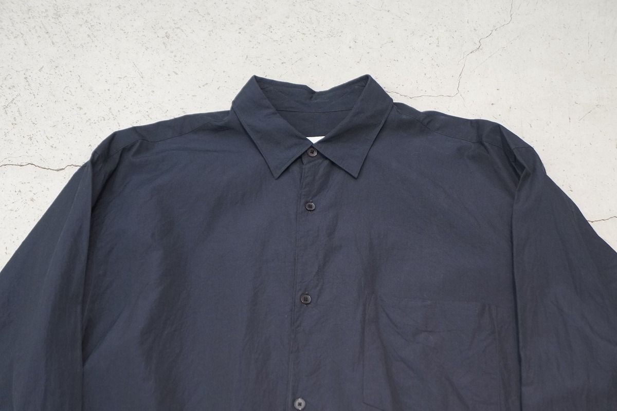 正規 25AW COMOLI コモリ コモリシャツ 長袖 シャツ C03-02001 ドレス ロング ビッグ ネイビー紺4 本物1006P