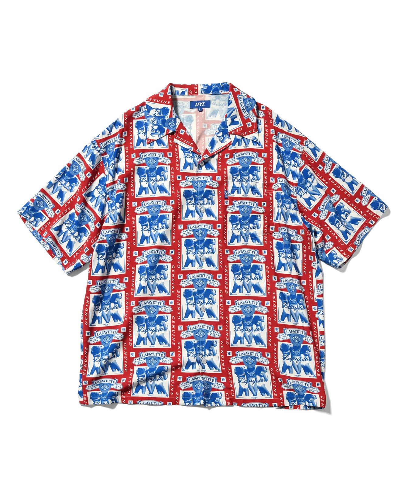 LFYT エルエフワイティー WEISER ALLOVER PATTERN SHIRT 半袖開襟シャツ LS250206 RED XLサイズ