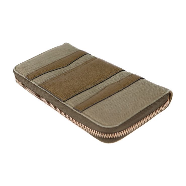 BVLGARI ブルガリ 長財布 33775 キャンバス レザー ブラウン カーキ