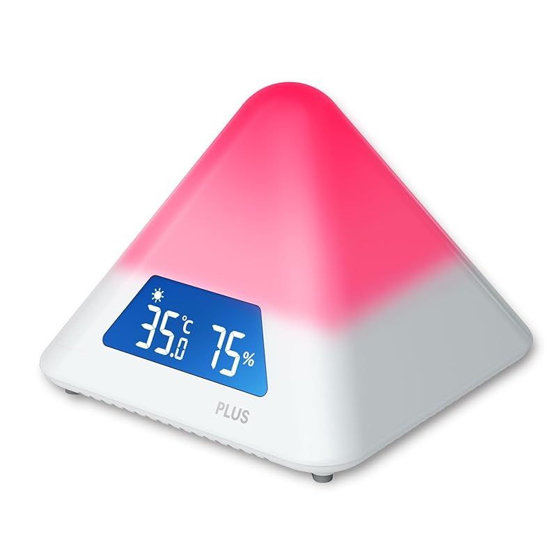 プラス 温度湿度計 猛暑 熱中症対策 温湿度LEDアラーム 色でお知らせ カラー通知 4段階警告 夏 冬切替 AT-TH03 1