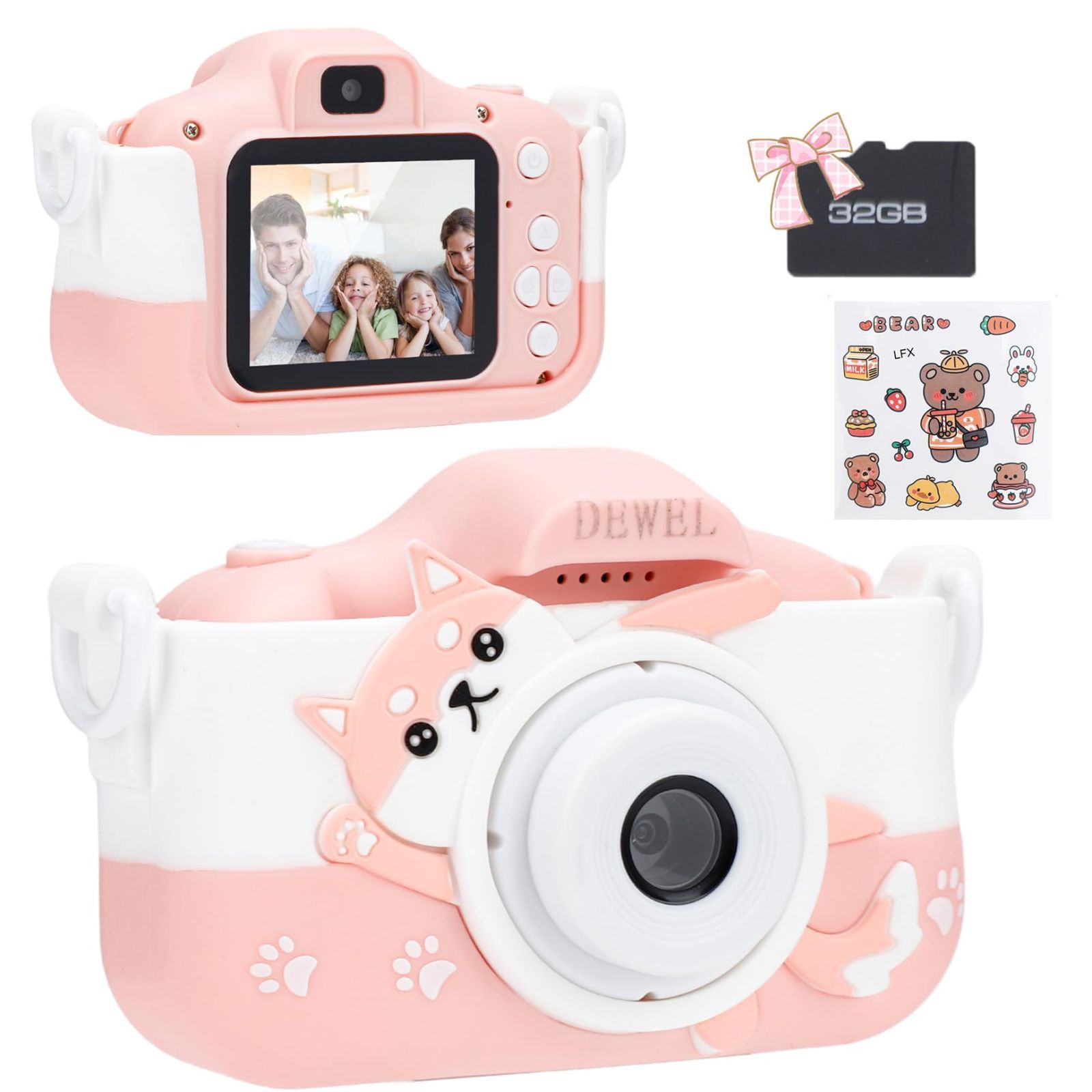 キッズカメラ トイカメラ 子供用 女の子 おもちゃカメ 32GBメモリーカード付き 1080P HD録画 4000万画素 8倍ズーム 3歳 4歳 5歳 6歳 7歳 8歳 プレゼント 誕生日 ギフト ピンク 日本語説明書付き