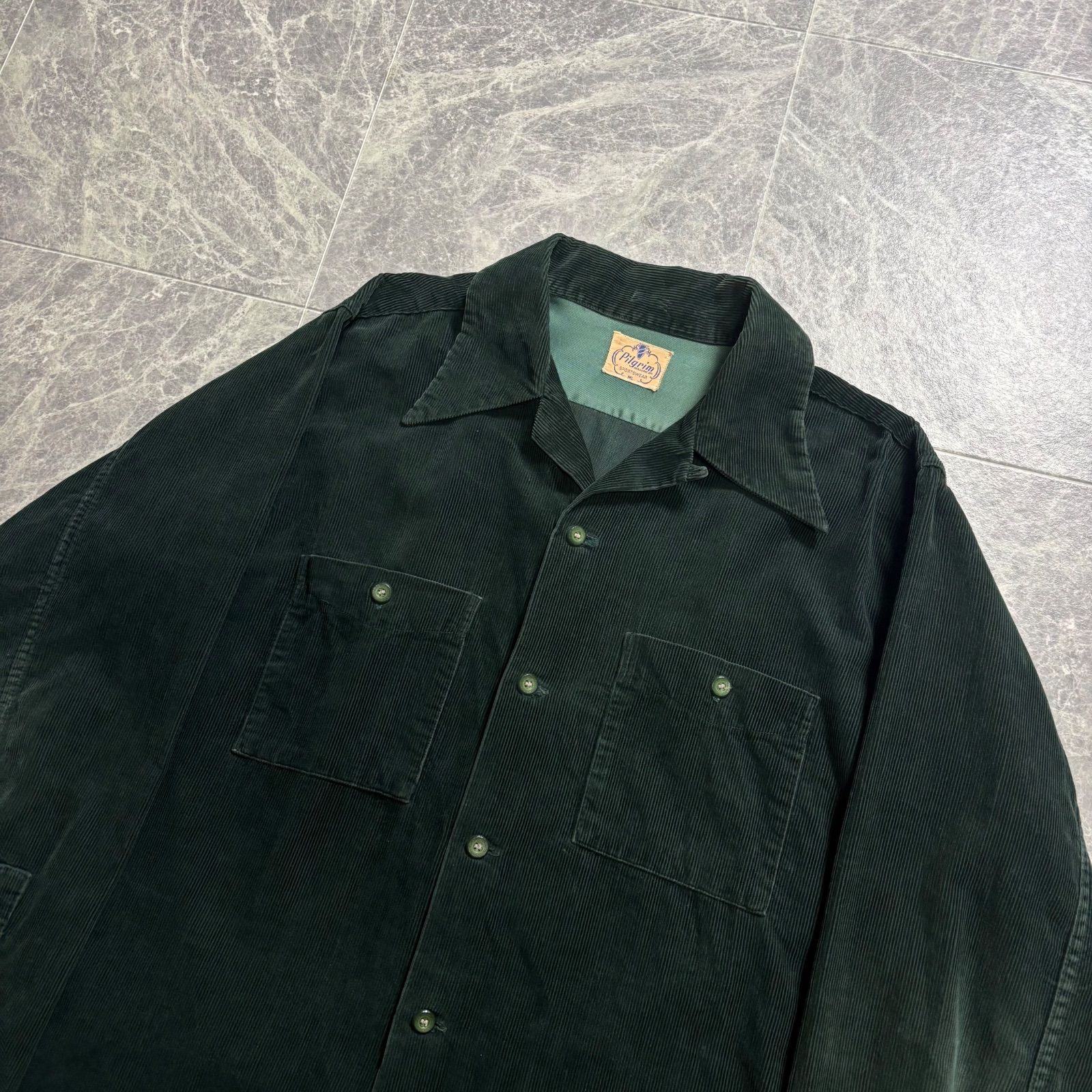 50s 60s コーデュロイシャツ ヴィンテージ pilgrim オープンカラー 