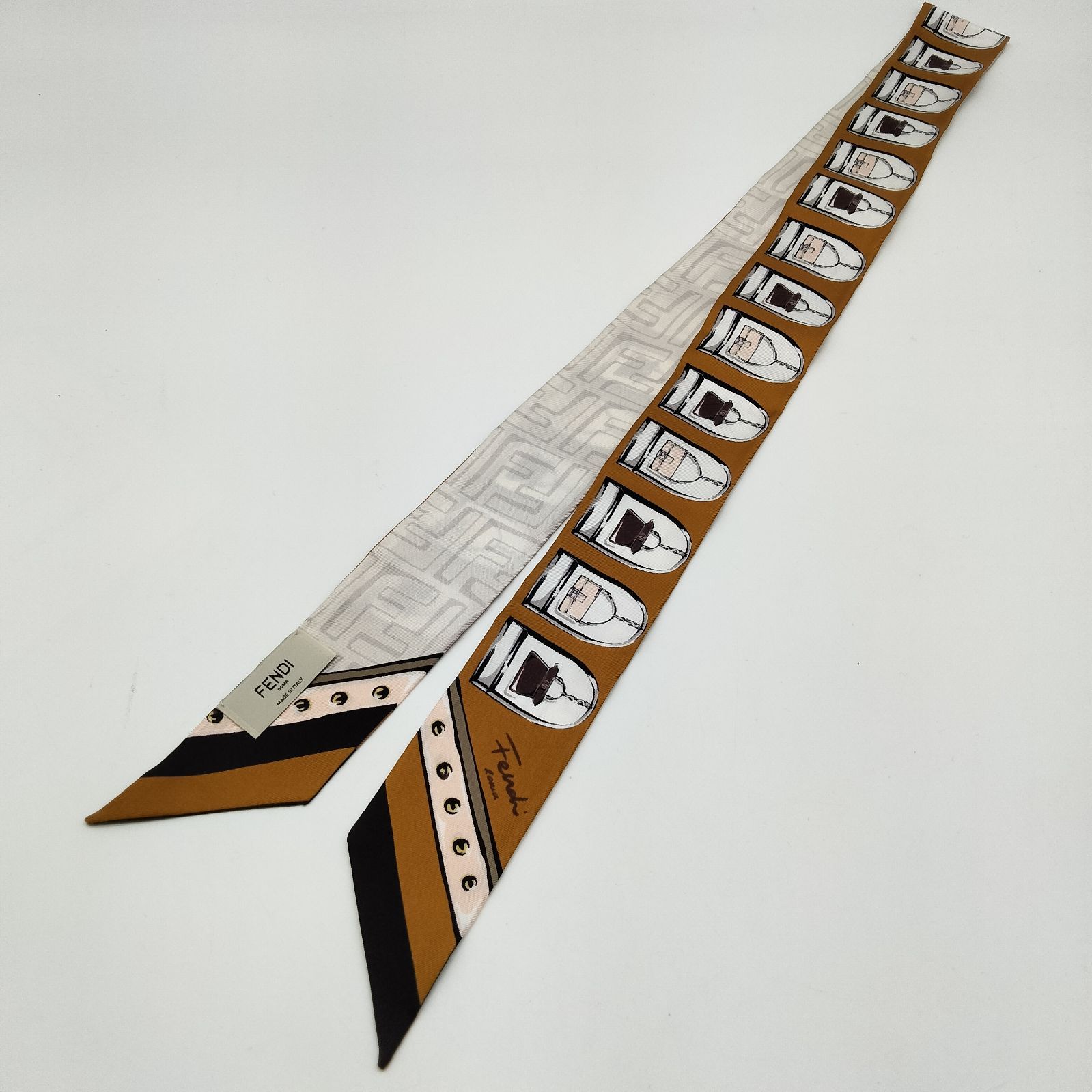FENDI ラッピー ブラウンシルク バンドゥ