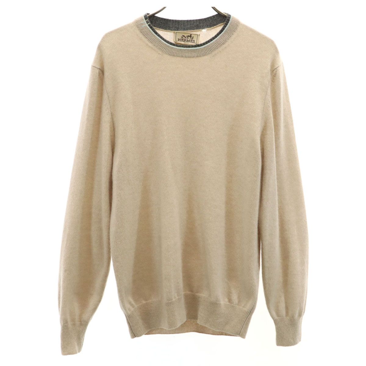 HERMES エルメス イタリア製 カシミヤ100％ 長袖 セーター XS ベージュ ニット メンズ HERMES エルメス イタリア製 カシミヤ100％ 長袖 セーター XS ベージュ