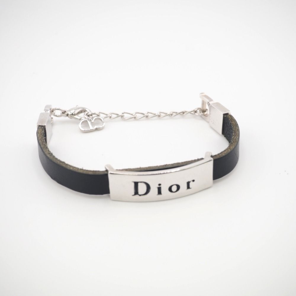 Dior/ディオール ロゴ レザー ブレスレット ブラック ユニセックス ...