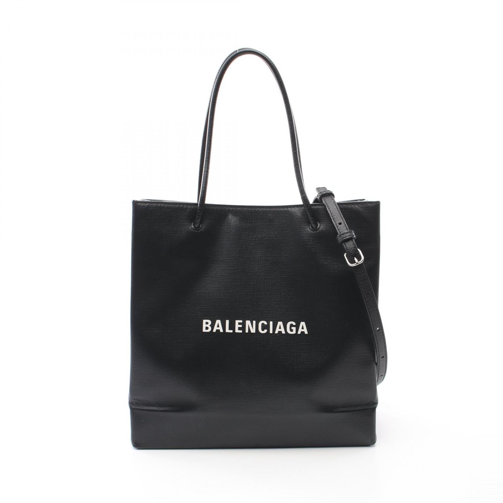 バレンシアガ BALENCIAGA トートバッグ ショッピングトート M 597860 ブラック|ホワイト レザー ショッピングトート S レディース Used B