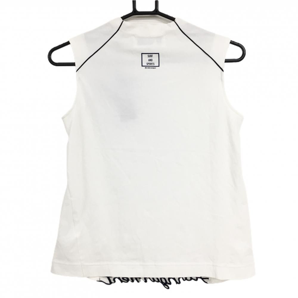 ホーンガーメント ノースリーブシャツ 白×黒 裾ロゴ マークアンドロナ レディース 36 M ゴルフウェア MARK＆LONA