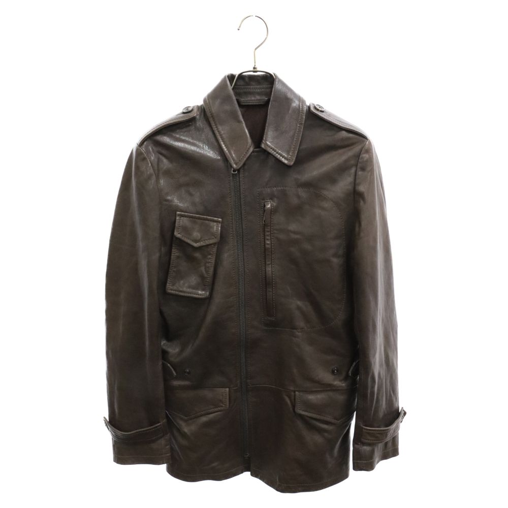 Martin Margiela 14 (マルタンマルジェラ) 10AW REPLICA Aviator Jacket レプリカライン アヴィエイター レザージャケット ブラウン S30AM0150