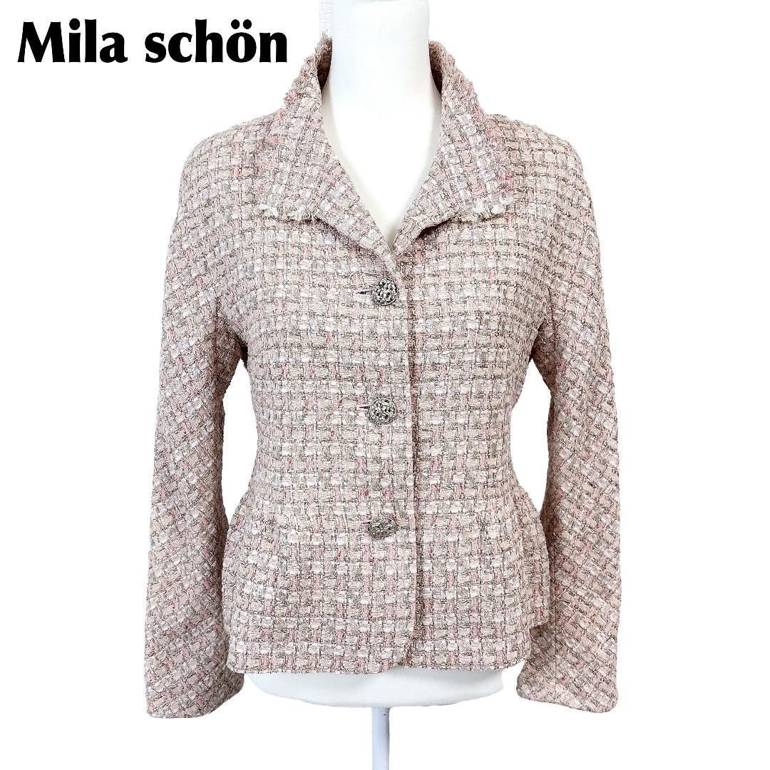Mila schön ツイードテーラードジャケット 42 ピンク