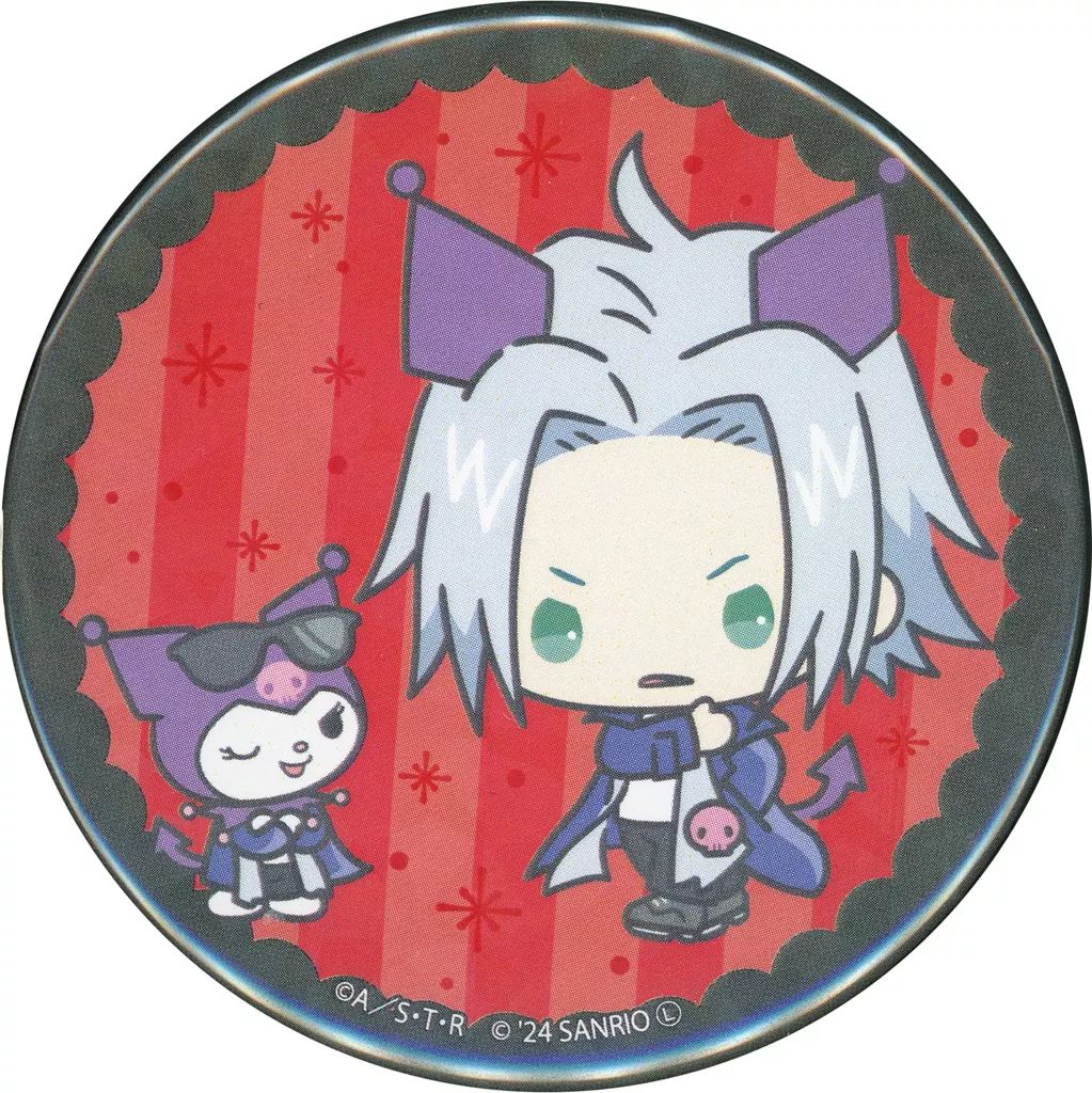 中古】バッジ・ビンズ 獄寺隼人×クロミ(ミニキャラ) ホログラム缶