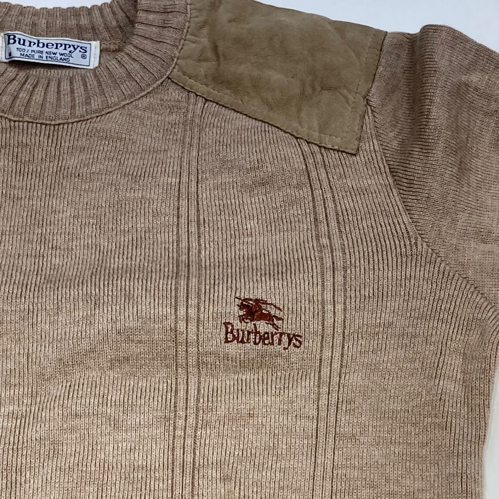 Burberrys バーバリー レザー切替 ウールニットセーター ショルダー