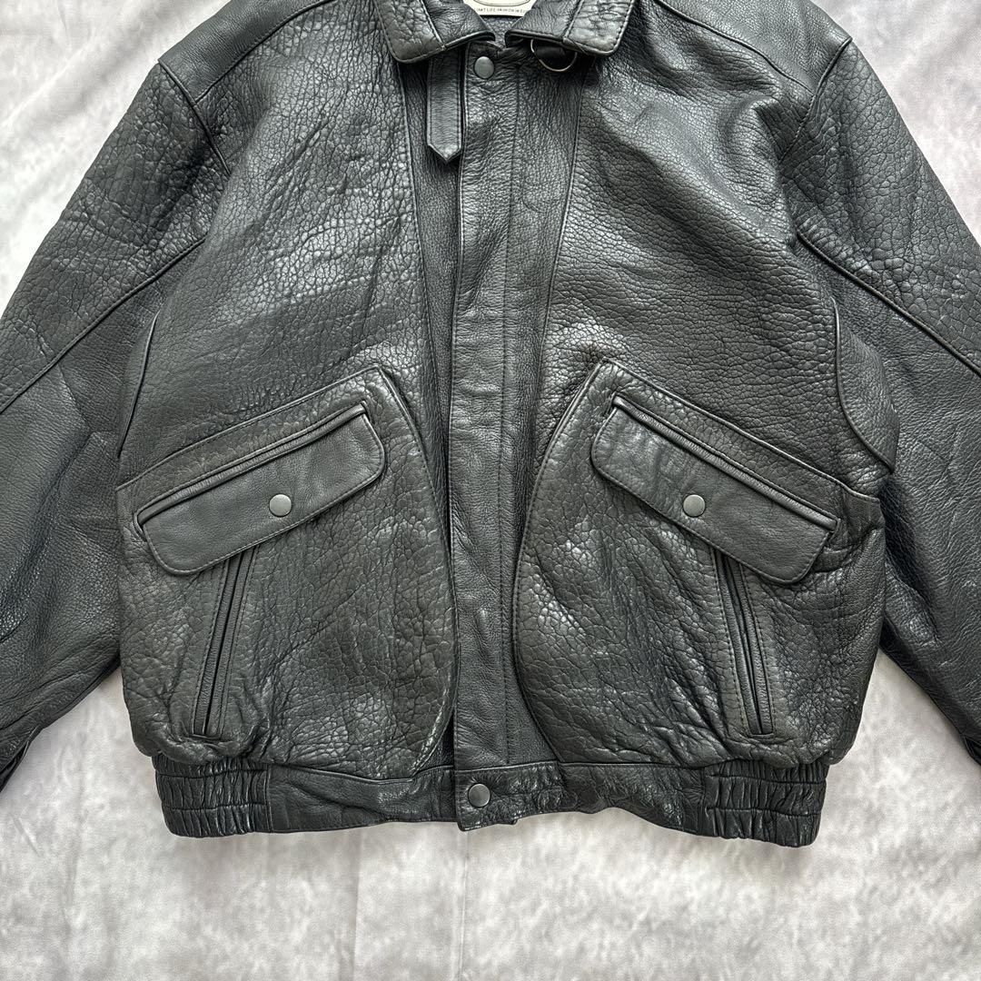 本格派 ヴィンテージ 古着 レザーブルゾン ジャケット シボ革 本革 革