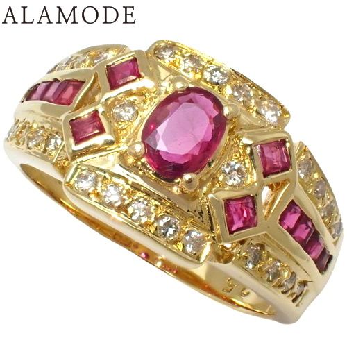 R0.33,0.45/D0.25 ルビー ダイヤモンド リング K18 イエローゴールド  