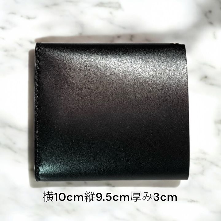 受注製作品 三つ折りトラッカーウォレット シルバー925アポロコンチョ 栃木レザー オイルレザー 黒 ハンドメイド