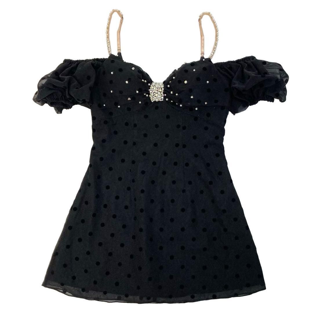 シフォンショルダーバストビジュードットフ