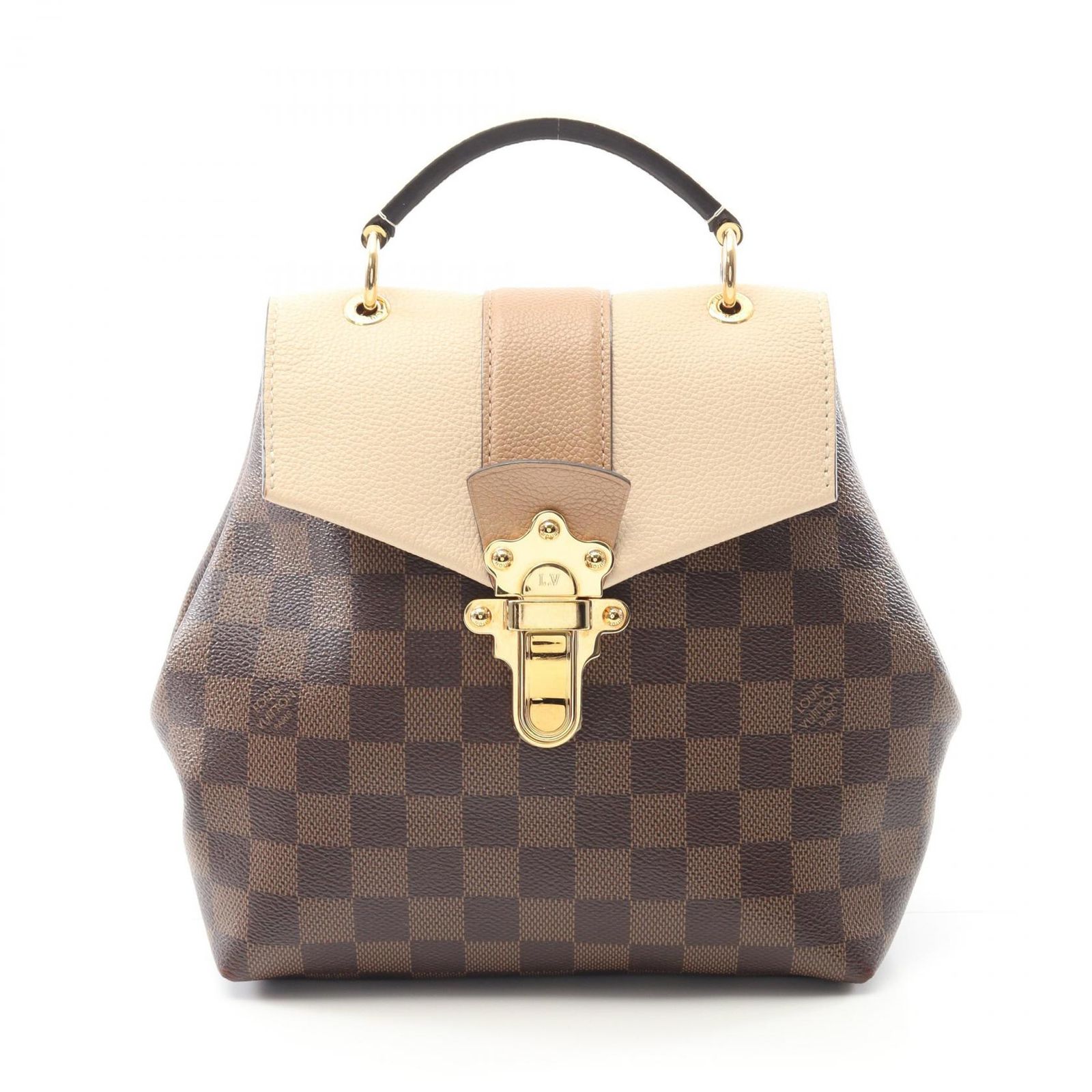 ルイ ヴィトン LOUIS VUITTON リュックサック バックパック クラプトン ダミエエベヌ クレーム N42259 クレーム PVCコーティングキャンバス レザー クラプトン バックパック レディース Used B
