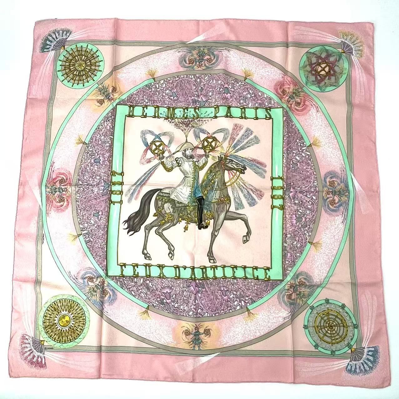 極美品 HERMES エルメス カレ90 シルク スカーフ FEUX DARTIFICE 技巧 