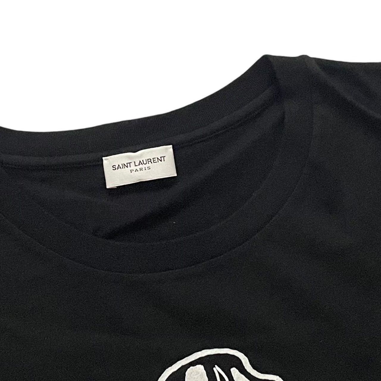 SAINT LAURENT サンローラン プリントTシャツ 白 黒 半袖 SAINT LAURENT サンローラン プリントTシャツ 白 黒 半袖
