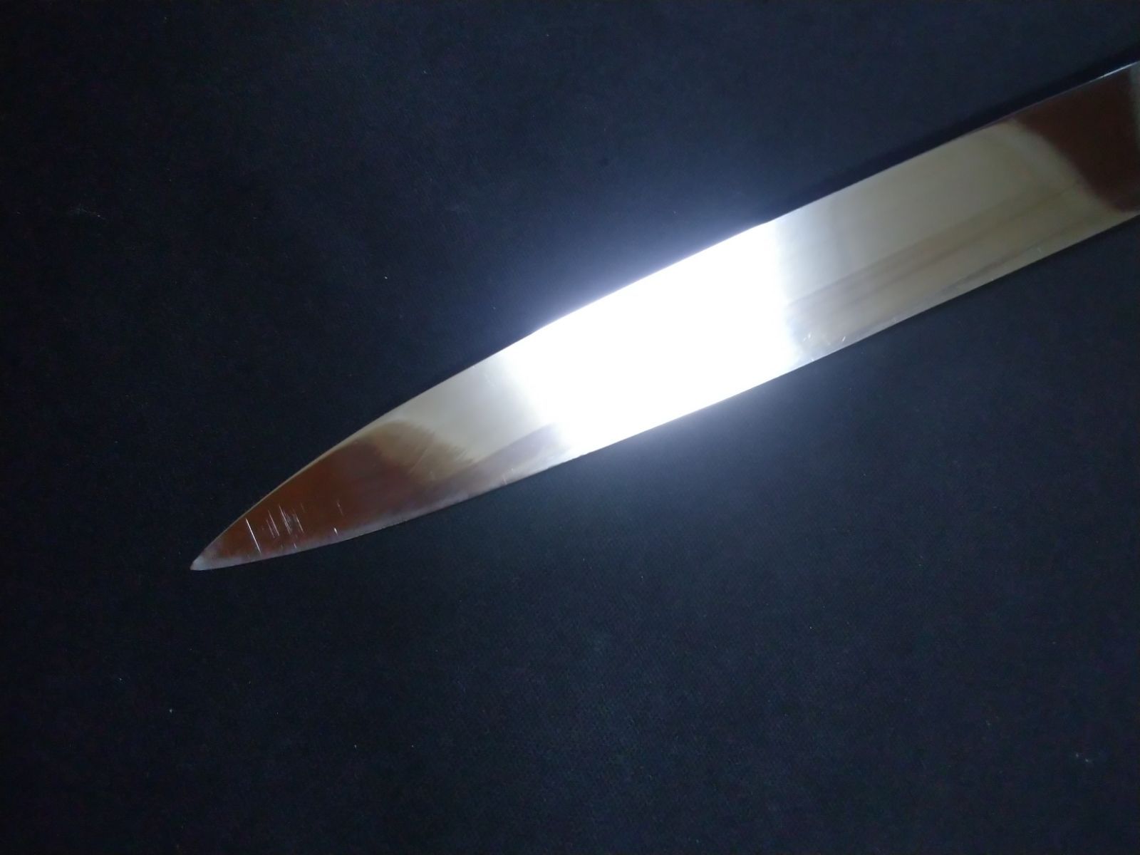 【新作到着!!】 城山刃物製作所 堺業務用刃物メーカー直売 八寸 薄柳刃 超鋼スーパー本焼き セミステン 錆びにくい 全鏡面 黒檀八角水牛柄 傷あり 期間限定