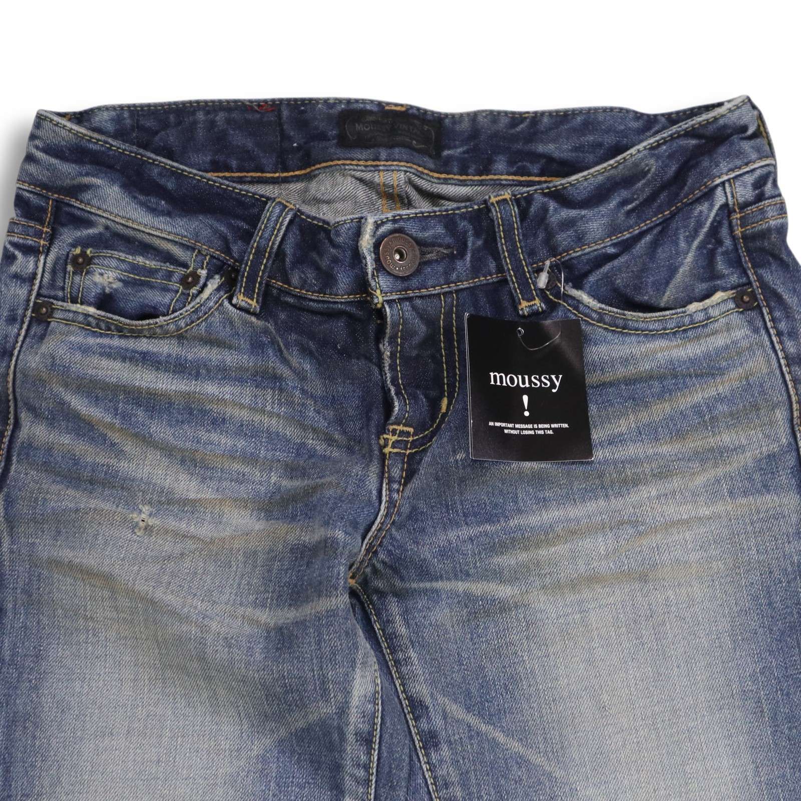 MOUSSY ブーツカットデニム ダークデニム 新品 Y2K】 MOUSSY マウジー ダメージ加工☆ スリム ブーツ