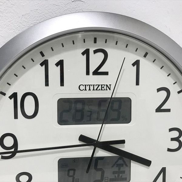 電波時計 シチズン デジタルカレンダー 温湿度計付 シルバー