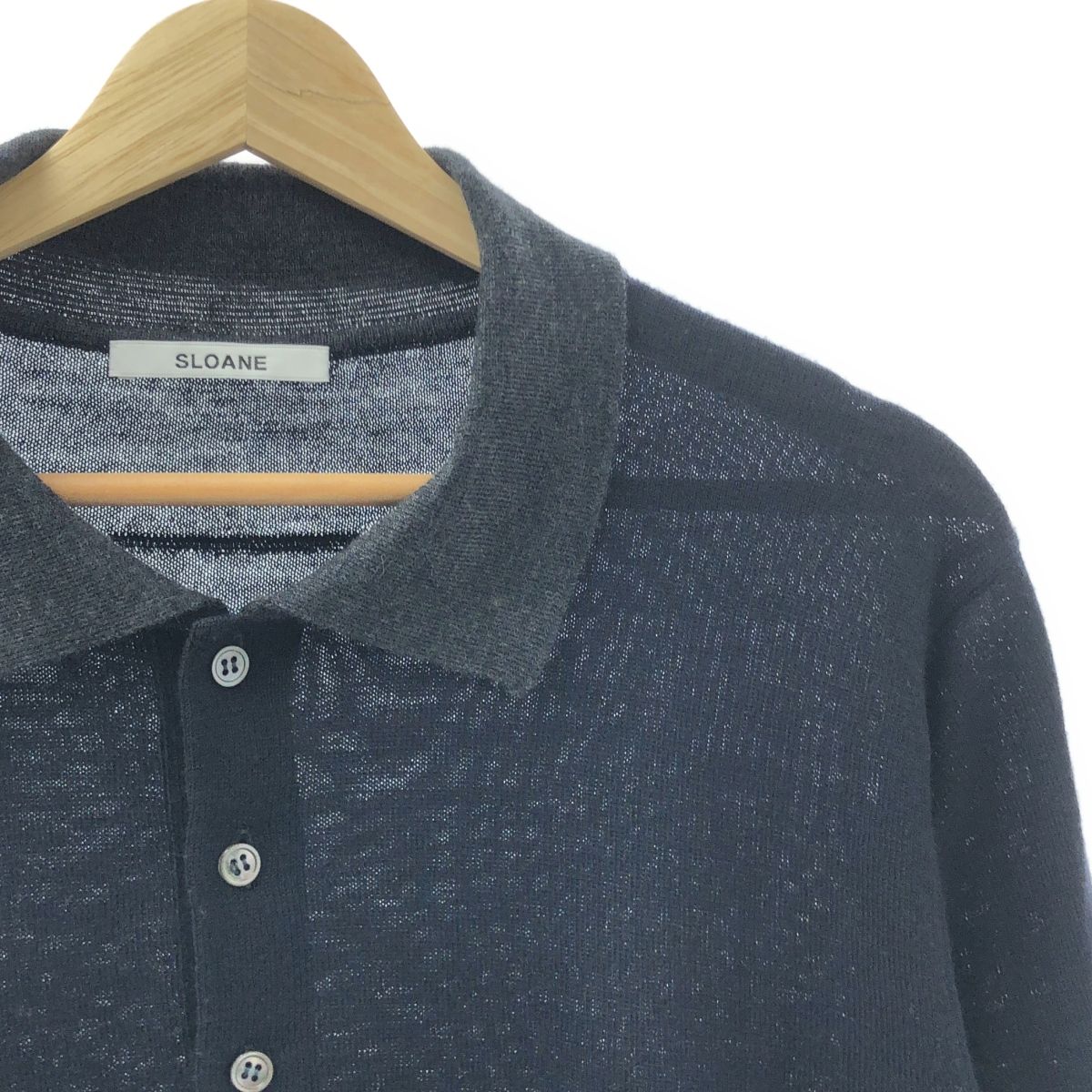 SLOANE / スローン | ウール ニット ポロシャツ | 5 | ネイビー