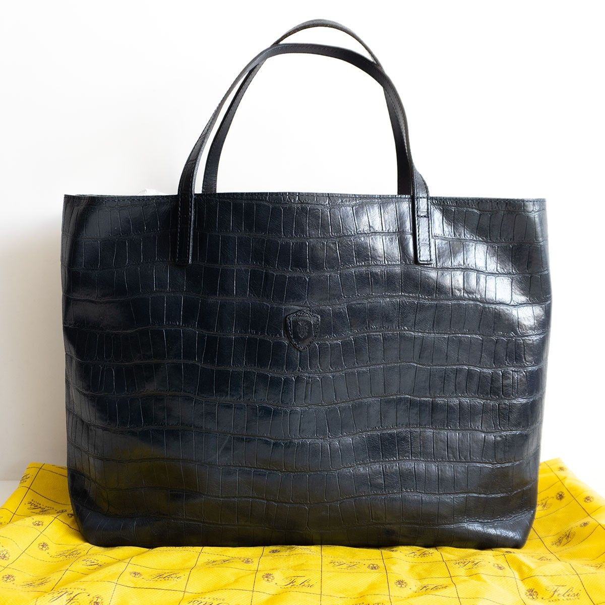 FELISI 11-91 SA クロコ型押しレザー トートバッグ ネイビー 肩掛け フェリージ 25100208