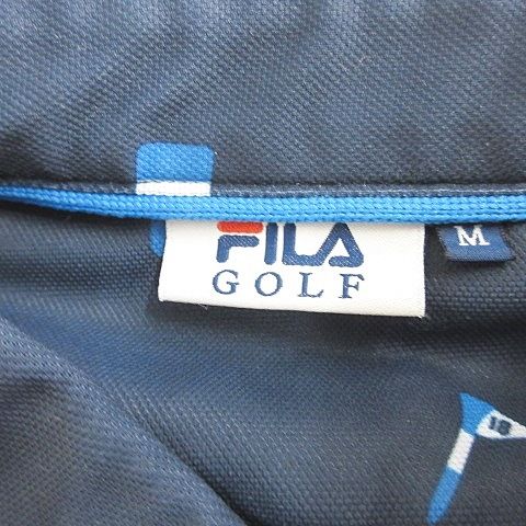 フィラ FILA GOLF ゴルフ ポロシャツ 半袖 ボタンダウン 総柄 ロゴ 刺しゅう 速乾 紺 青 白 赤 ネイビー ブルー ホワイト レッド M  - メルカリ