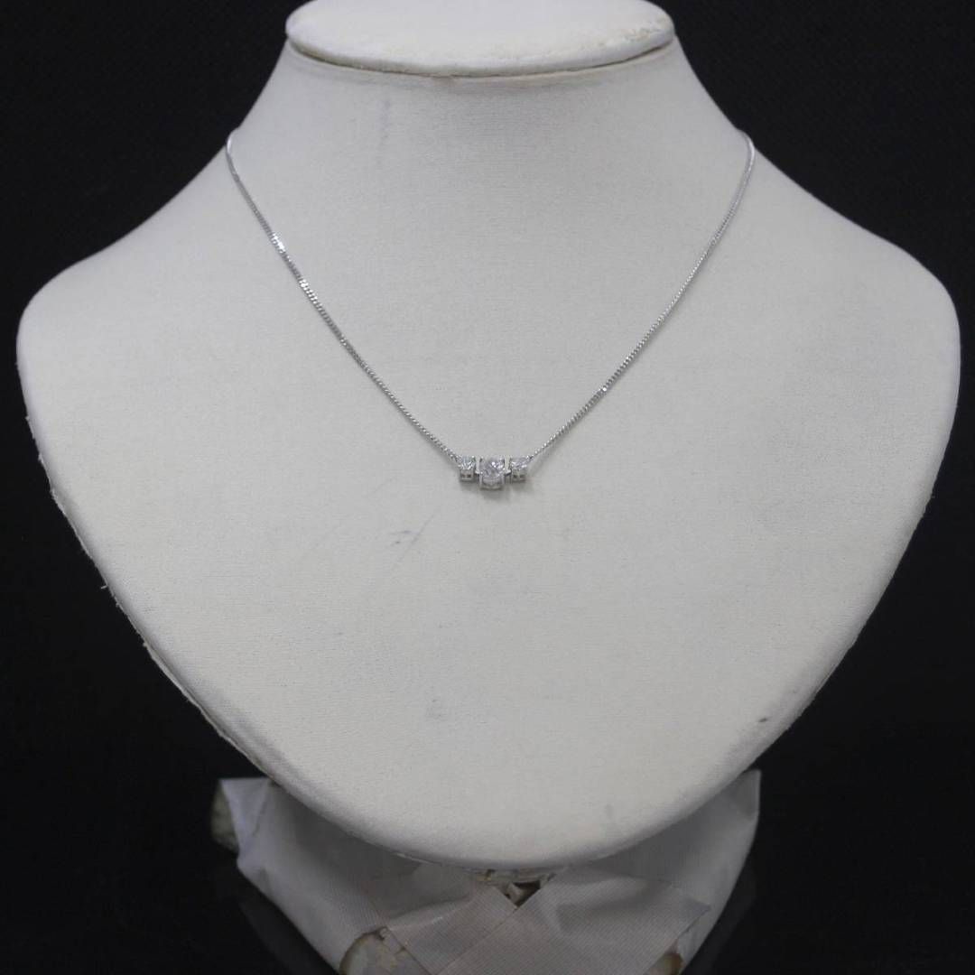 Pt900 ペンダントトップ ダイヤ3石 1.01ct刻印 / Pt850 喜平ネックレス