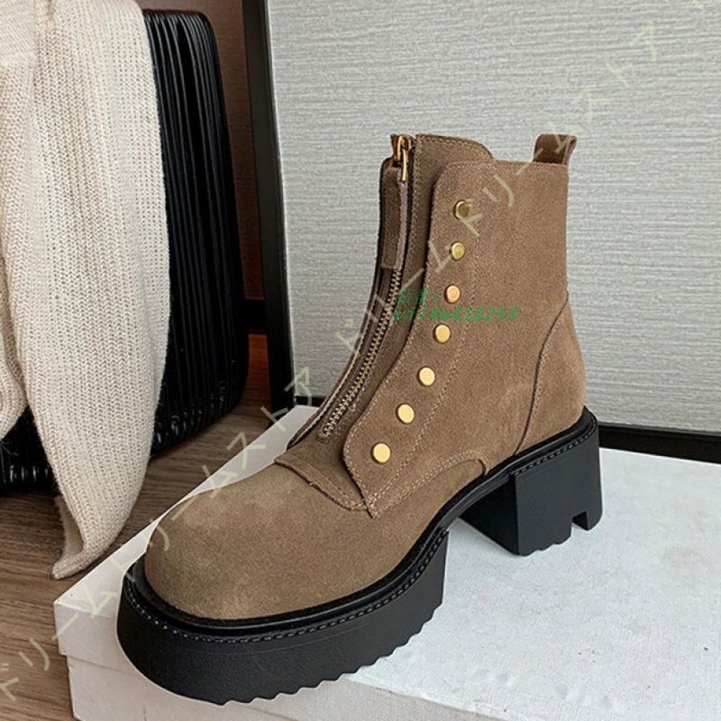 牛革スエード ジップアップ