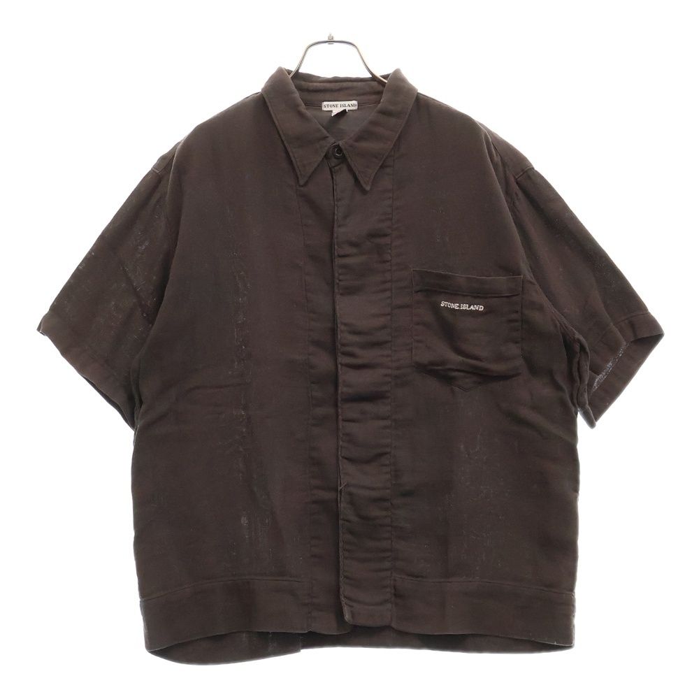 STONE ISLAND (ストーンアイランド) 90‐00 ARCHIVE コットン レギュラー カラー 半袖 シャツ グレー 303646