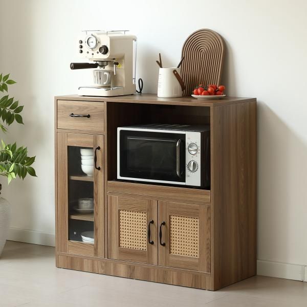 ラタン調 引き出し付き