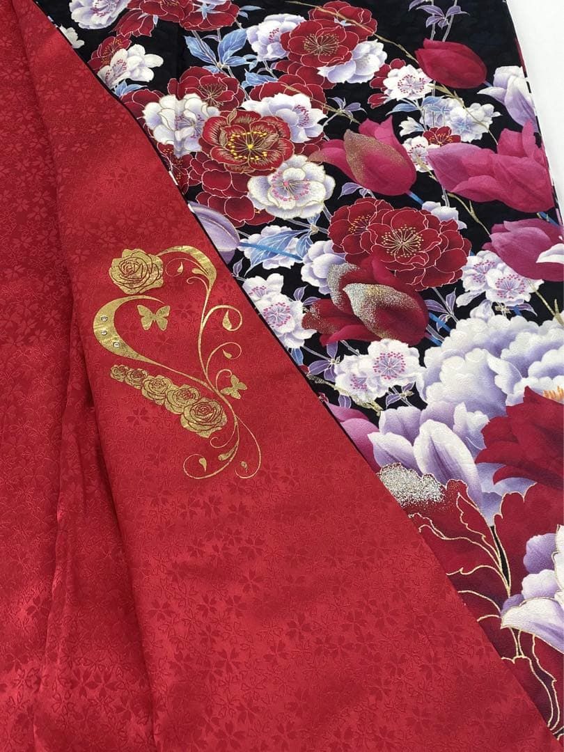 振袖 假屋崎省吾 刺繍 金彩 紋意匠 グリッター箔 チューリップ 身丈 