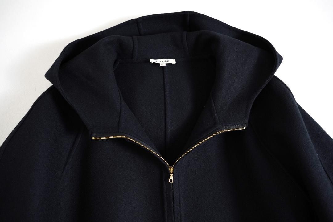 349y*美品 ブラミンク BLAMINK ダブルフェイス フーデッド コート