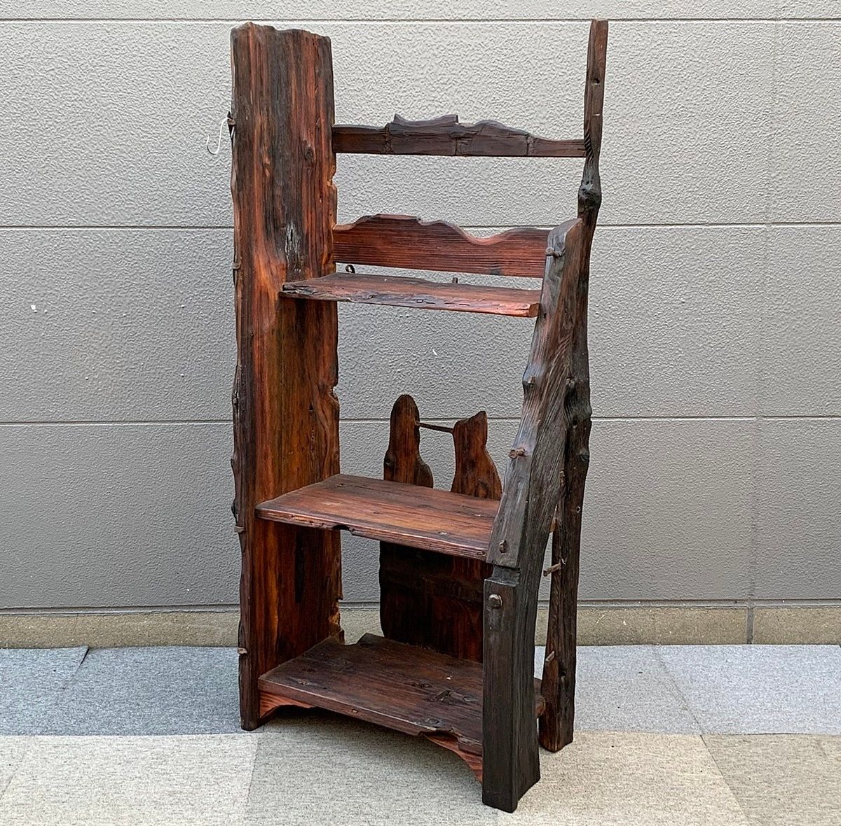 天然木 3段 花台 アジアン 天然木 三段花台 香炉台 高さ66cm