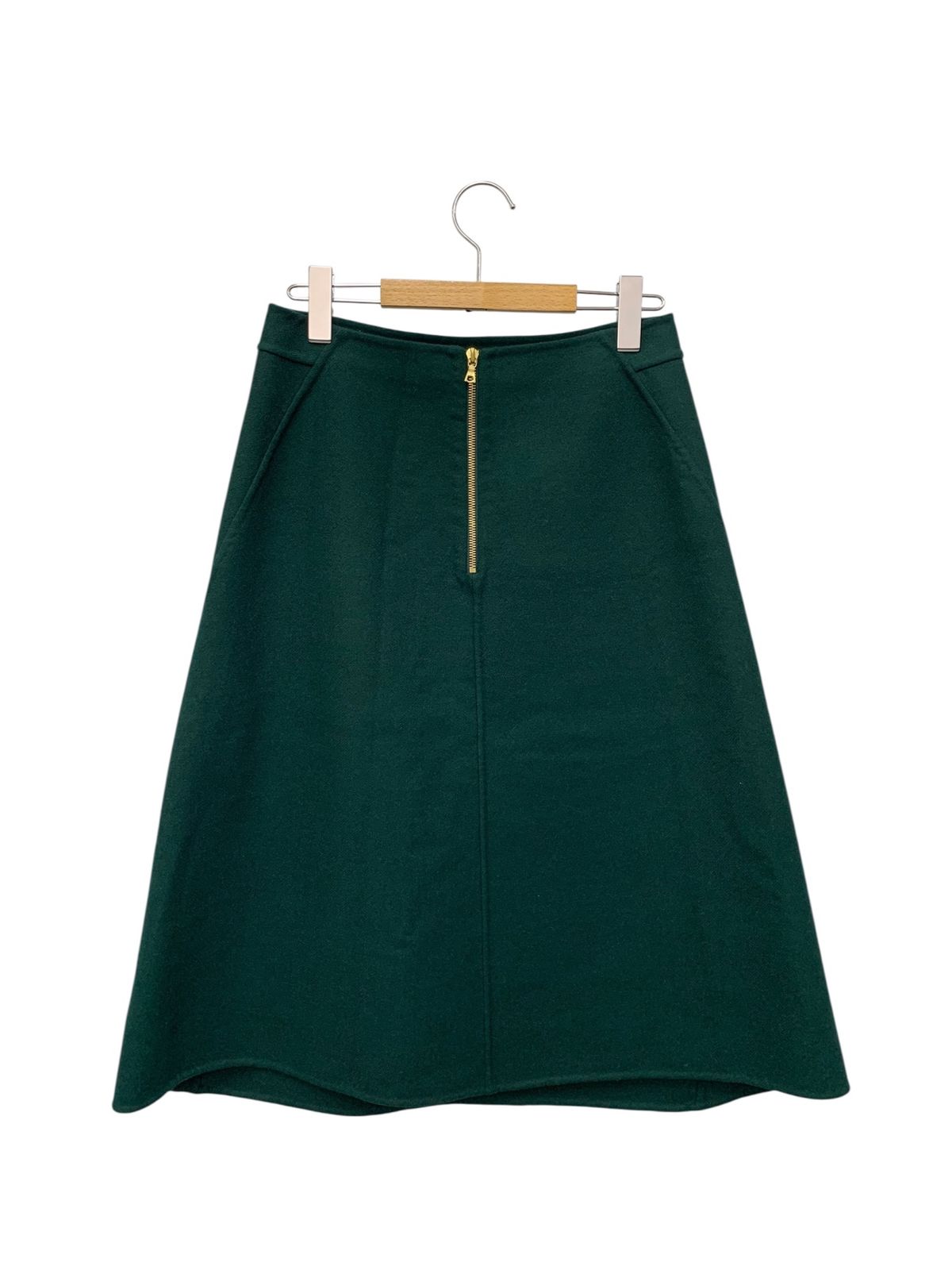 ドゥロワー ウール バックファスナー スカート 6524-234-1250 36 グリーン ITMYS4WO3FEO