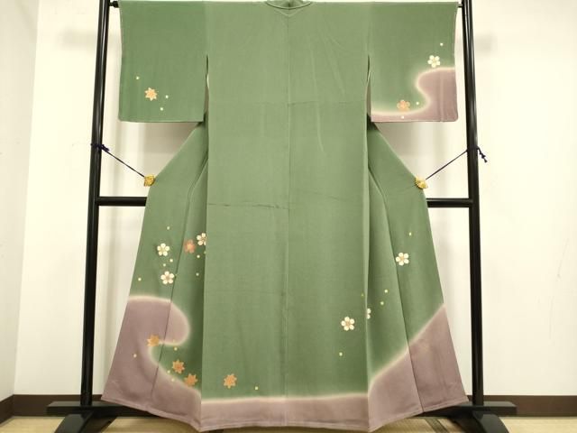 平和屋着物●訪問着　草花箔散らし文　金彩　正絹　逸品　AABA0159zg 平和屋着物○訪問着 草花箔散らし文 金彩 正絹 逸品 AABA0159zg