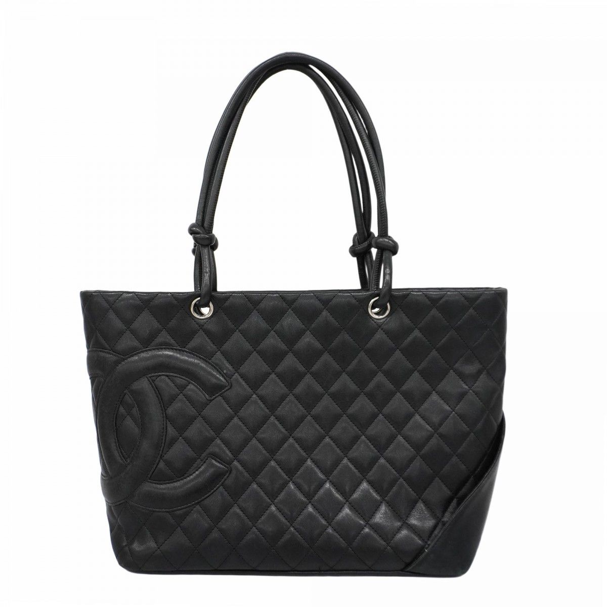 CHANEL トートバッグ ラムスキン ブラック ハンドバッグ ユニセックス CHANEL トートバッグ ラムスキン ブラック ハンドバッグ ユニ