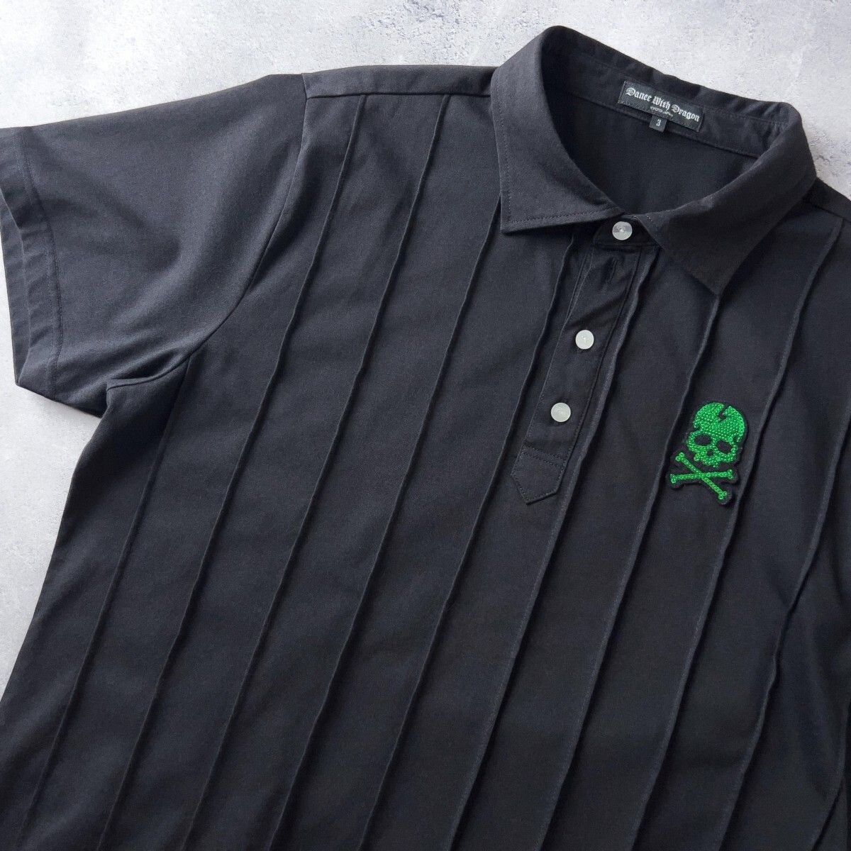 Dance With Dragon - coco 中古 ダンスウィズドラゴン DANCE WITH DRAGON メンズ 半袖ポロシャツ 3(L) 黒 ブラック ロゴ刺しゅう入り 中古 メンズ ダンスウィズドラゴン DANCE WITH DRAGON 半袖