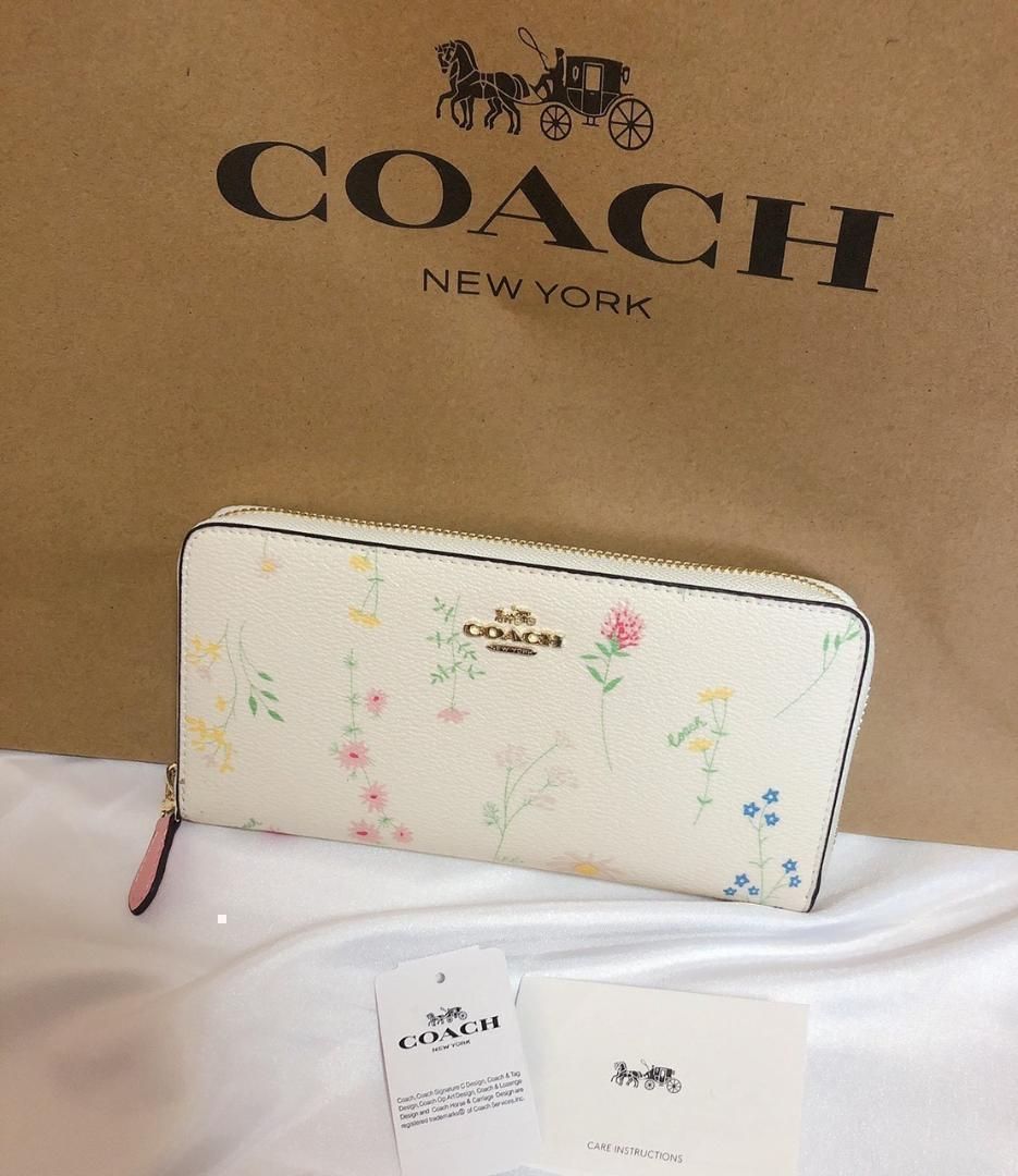 COACH コーチ 新品 長財布 白 花柄 レディース 小物 財布 033