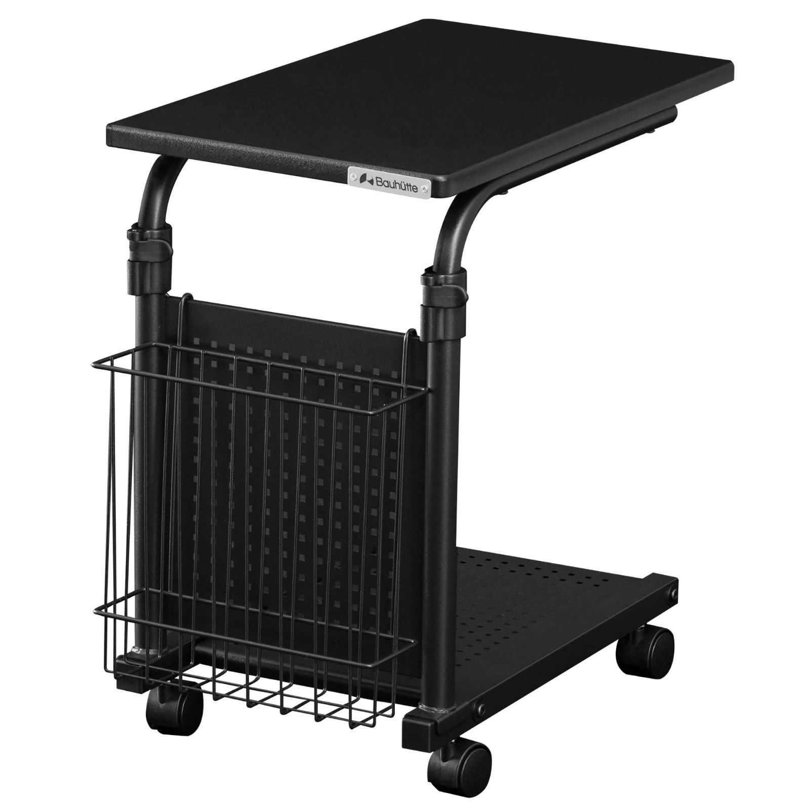 Bauhutte バウヒュッテ ソファ サイド テーブル 昇降式 キャスター付き 幅 30 × 奥行 56 高さ 50.5~75.5 cm ブラック BHT-500