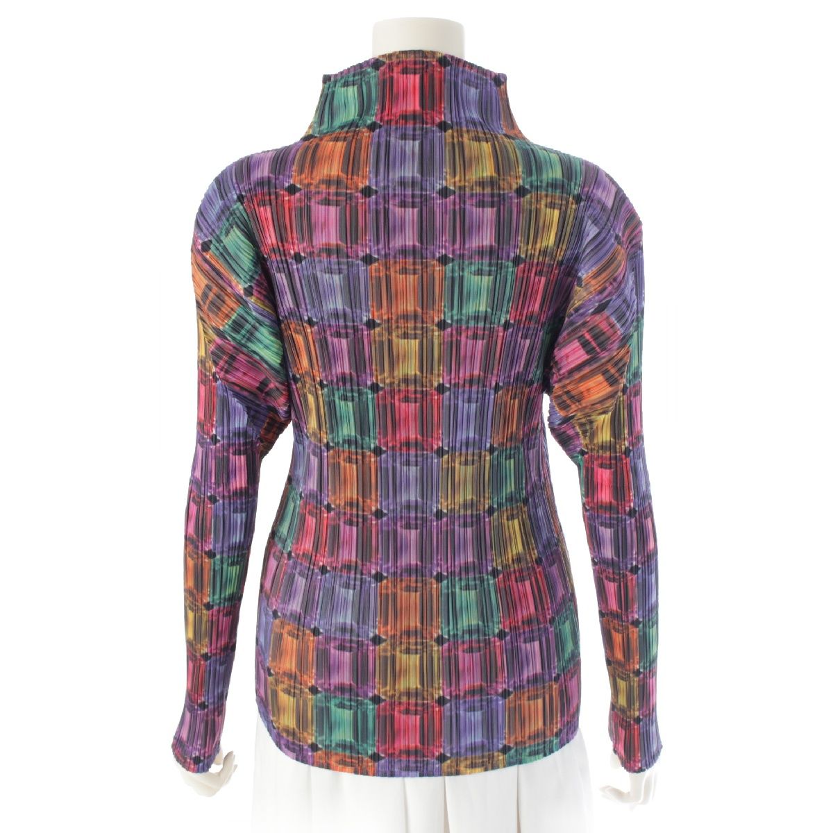 【美品】プリーツプリーズ ストライプ柄 カットソー 総柄 イッセイミヤケ 3 PLEATS PLEASE 美品 ISSEY MIYAKE プリーツプリーズ イッセイ