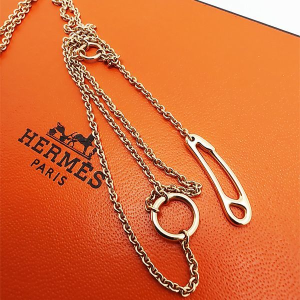 美品】エルメス シェーヌダンクル ミニパンク ネックレス AU750PG K18  