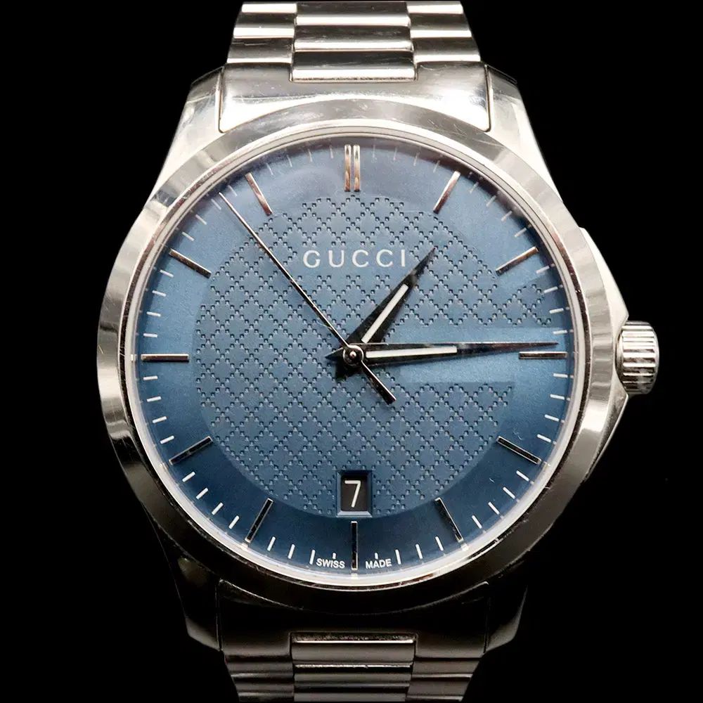 GUCCI グッチ 38MM ブルー ステンレススチール G -時代を超越した クォーツ 時計 YA126440